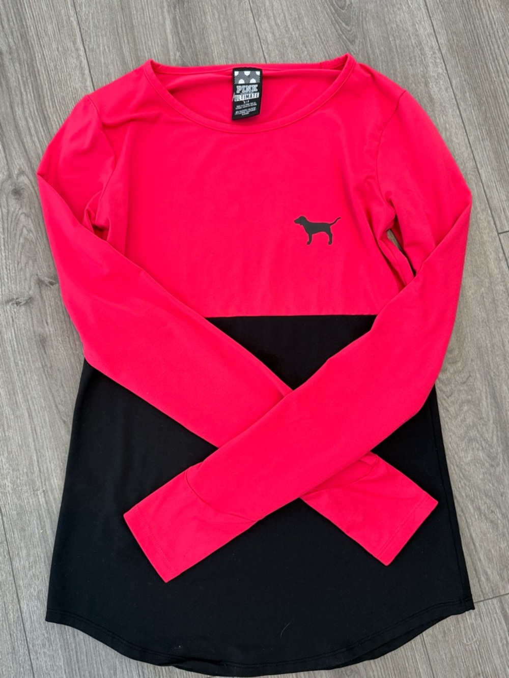 Victoria's Secret Pink & Black Two-Tone Long Sleeve Top